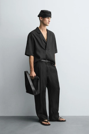 Рубашка-кимоно из 100% льна- Заказать в России