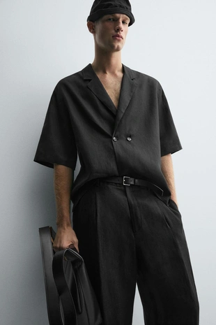 Рубашка-кимоно из 100% льна- Заказать в России