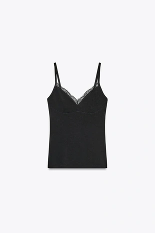 Топ из лиоцелла с кружевом- Заказать в России