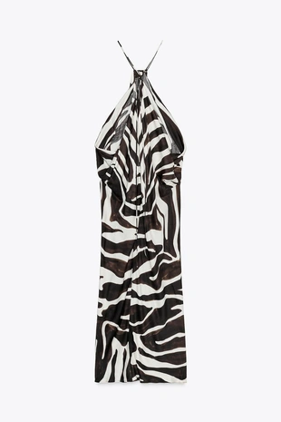 Платье с анималистическим принтом и горловиной халтер — ZW COLLECTION- Заказать в России