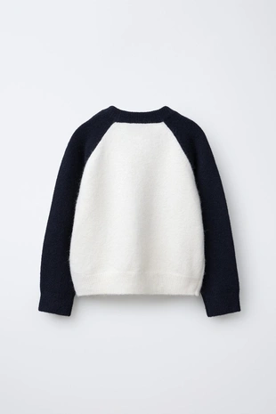 Джемпер с текстом и контрастными рукавами- Заказать в России