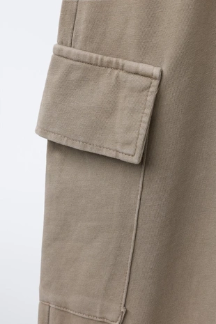 Брюки WIDE LEG карго с эффектом потертости- Заказать в России