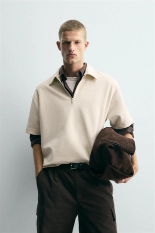 Купить Zara Поло INTERLOCK с молнией