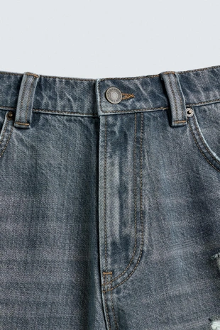 Blue / Green | 0840/320/445 - Zara Джинсовые шорты с дырками