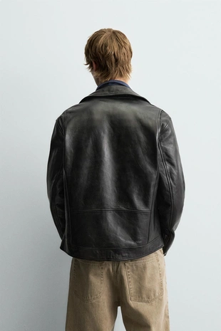 Black | 5388/700/800 - Zara Кожаная куртка в байкерском стиле