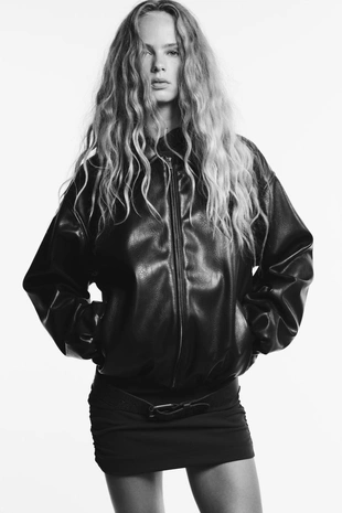 Chocolate | 4341/736/717 - Zara Бомбер из искусственной кожи