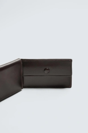 Brown | 3824/620/700 - Zara Складной кожаный картхолдер