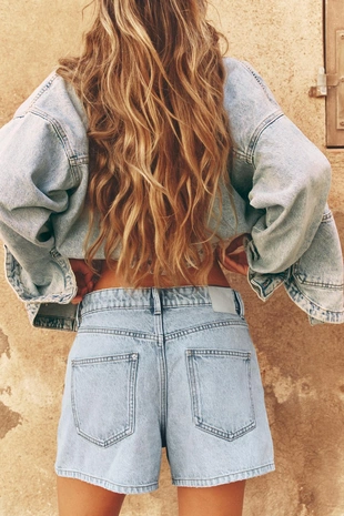 Light blue | 4083/233/406 - Zara Шорты Z1975 MOM FIT со средней посадкой