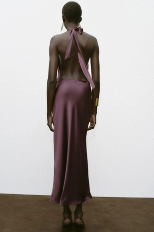 Платье миди с горловиной халтер- Заказать в России