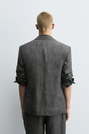 Grey marl | 0706/392/803 - Zara Костюмный пиджак из 100% льна
