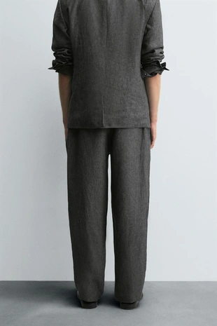 Grey marl | 0706/393/803 - Zara Брюки костюмные из 100% льна