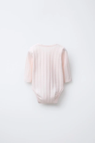Pink | 8501/430/620 - Zara 0-6 месяцев/ набор из трех боди с длинными рукавами и воротником кимоно