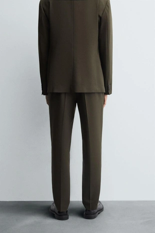 Khaki | 4426/254/505 - Zara Костюмные брюки SLIM FIT