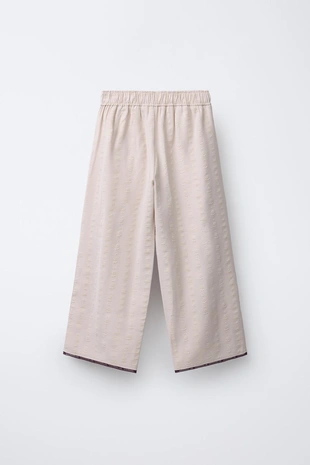 Прямые брюки с цветочным принтом и кружевной отделкой- Заказать в России