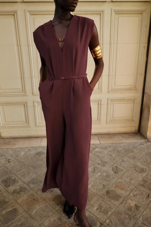 Комбинезон широкого кроя с поясом- Заказать в России