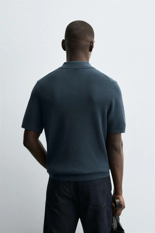 Ink blue | 3284/325/430 - Zara Поло из жемчужного трикотажа