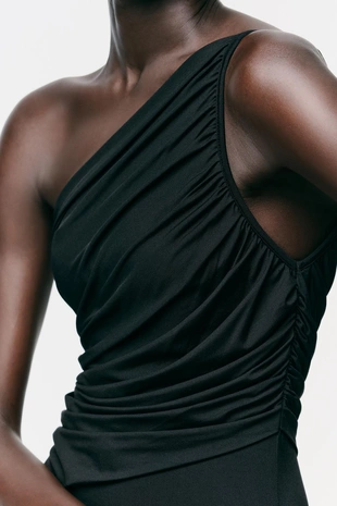 Боди асимметричного кроя со сборками