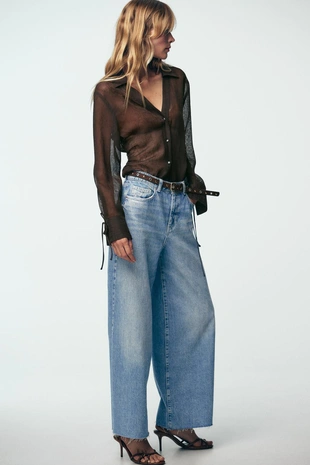 Джинсы Z1975 WIDE LEG CROPPED с высокой посадкой и поясом- Заказать в России