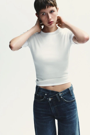 Джинсы TRF WIDE LEG с перекрестной талией и высокой посадкой