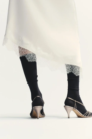 Атласная юбка с кружевом- Заказать в России