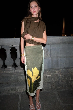 Юбка миди с принтом и жатым эффектом- Заказать в России