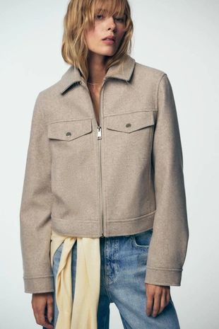 Куртка из мягкой ткани на молнии- Заказать в России