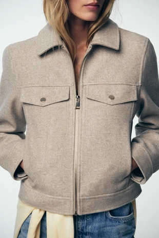 Куртка из мягкой ткани на молнии- Заказать в России