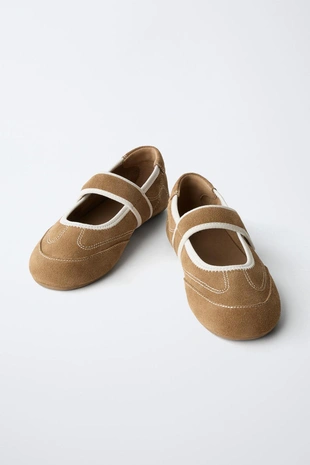 Brown | 2561/630/700 - Zara Замшевые спортивные балетки