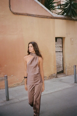 Атласные брюки клеш- Заказать в России