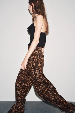 Брюки-палаццо с анималистическим принтом- Заказать в России