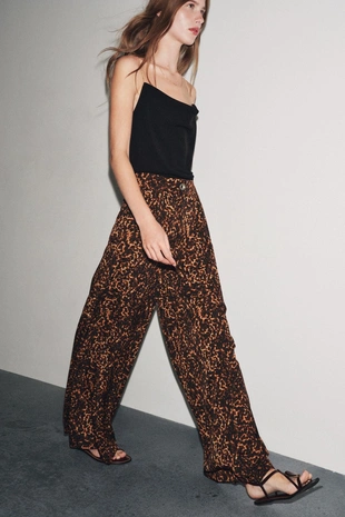 Брюки-палаццо с анималистическим принтом- Заказать в России