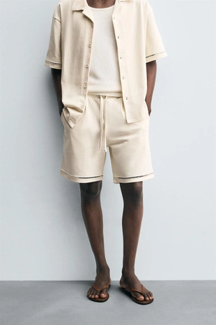 Купить Zara Комфортные шорты-бермуды с отделкой