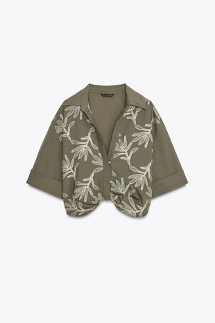 Короткая рубашка с вышивкой- Заказать в России