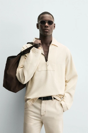 Куртка-рубашка из ткани с эффектом стирки- Заказать в России