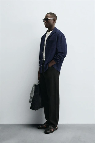 Куртка-рубашка из жатой ткани комфортной посадки- Заказать в России