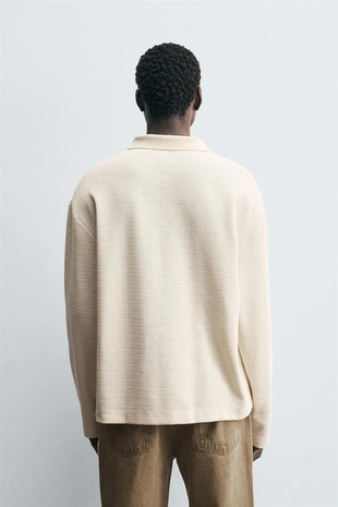 Oyster-white | 5372/331/251 - Zara Поло с текстурой и шнурком