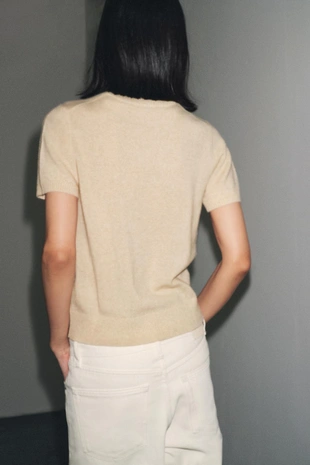 Джемпер из 100% кашемира с короткими рукавами