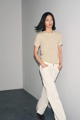 Джемпер из 100% кашемира с короткими рукавами