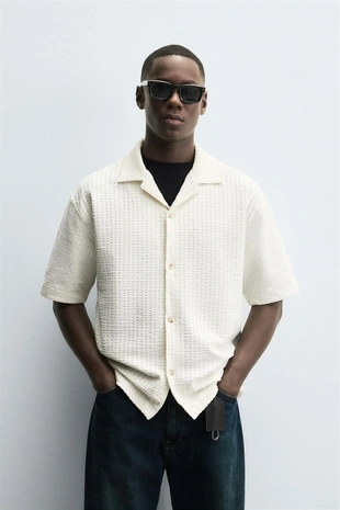 Купить Zara Комфортная рубашка из жатой ткани