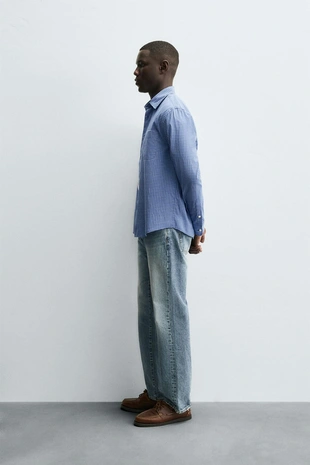 Рубашка в клетку с карманом- Заказать в России