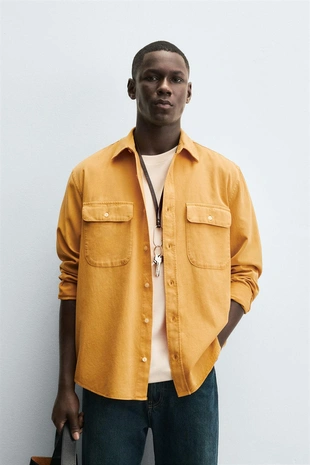 Рубашка из лиоцелла и хлопка с карманами- Заказать в России