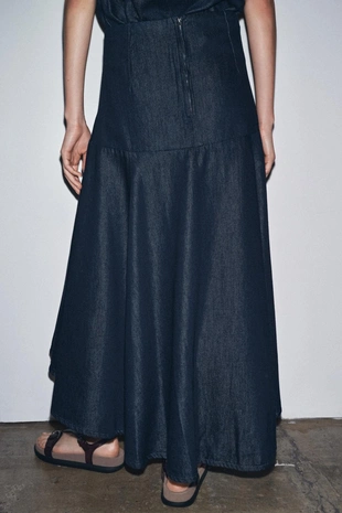 Blue | 9863/240/407 - Zara Джинсовая юбка-миди ZW COLLECTION