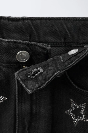 Джинсовая юбка со звездами и блестками- Заказать в России