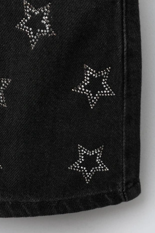 Джинсовая юбка со звездами и блестками- Заказать в России