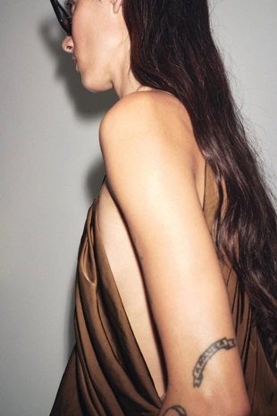 Топ из атласа со сборками ZW COLLECTION- Заказать в России