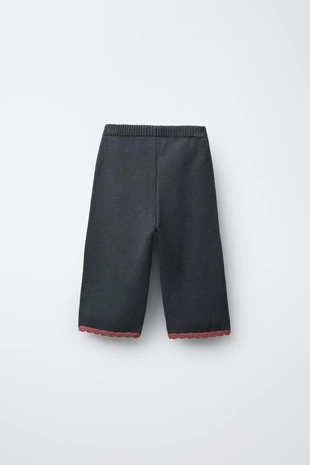 Трикотажные брюки-кюлоты с вышивкой в виде цветов- Заказать в России