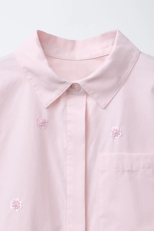 Рубашка с цветами и бусинами- Заказать в России