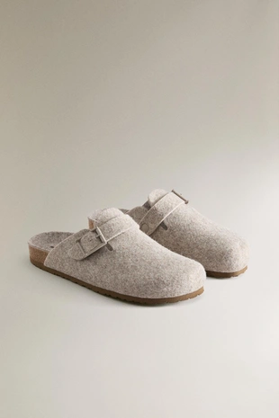 Фетровые сабо-сандалии с пряжкой- Заказать в России