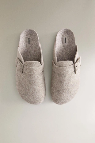 Фетровые сабо-сандалии с пряжкой- Заказать в России