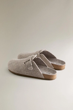 Фетровые сабо-сандалии с пряжкой- Заказать в России